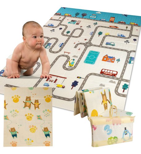 TAPETE DE ATIVIDADES DUPLA FACE SAFE - BENIBEE - PISTA & URSO